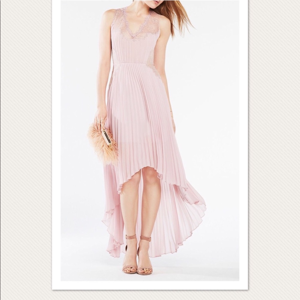 Blush pink BCBG Angelea High Low Dress